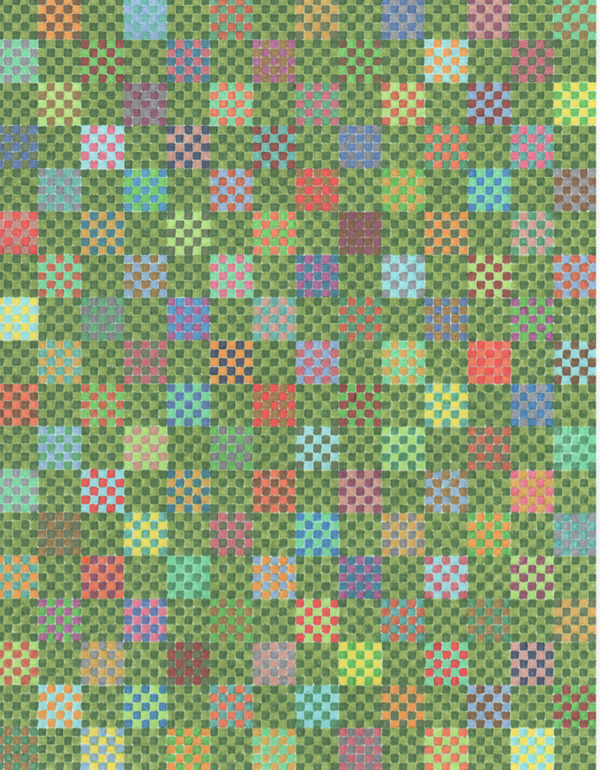 Grid drawing (dark green tiles) The Studio Sale ink on graph paper
