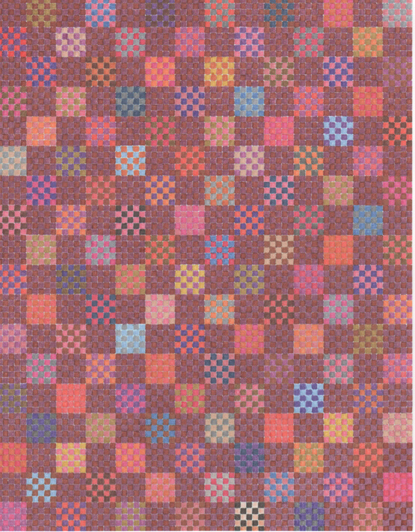 Grid drawing (maroon tiles) The Studio Sale ink on graph paper