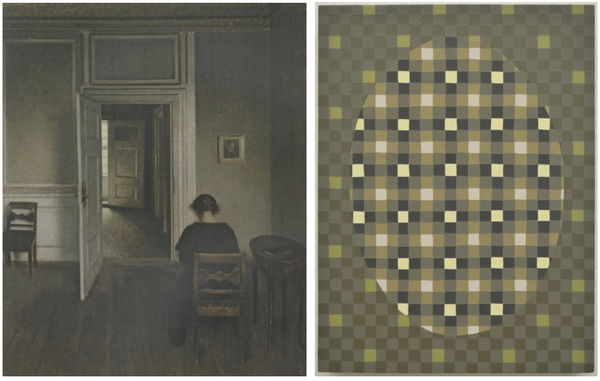 Hammershoi Panel with "source painting," Interior, Strandgade 30 (Wilhelm Hammershoi, 1908) "Paintings by Men"