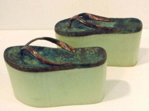 Shoes for Treading Lightly Emotional Prosthetics Cast bronze, foam