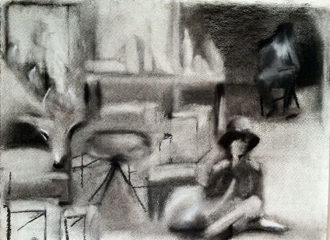 Design, Brimfield Series Drawings Charcoal on paper