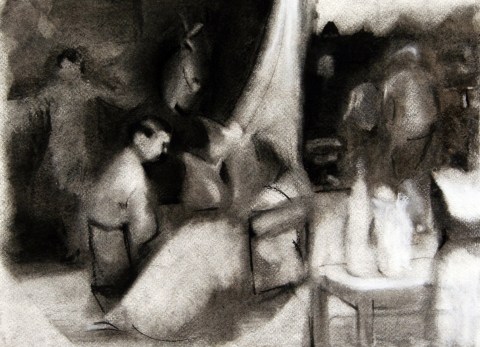 Antique, Brimfield Series Drawings Charcoal on paper
