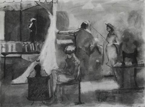 Featherweight, Brimfield Series Drawings Charcoal on paper