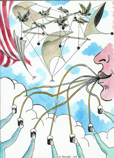 "Through a Straw" - Niklas Nenzén Narratives #1 Watercolor and ink on paper