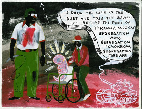 "I Draw the Line" - Santiago Solis Narratives #1 gouache on paper