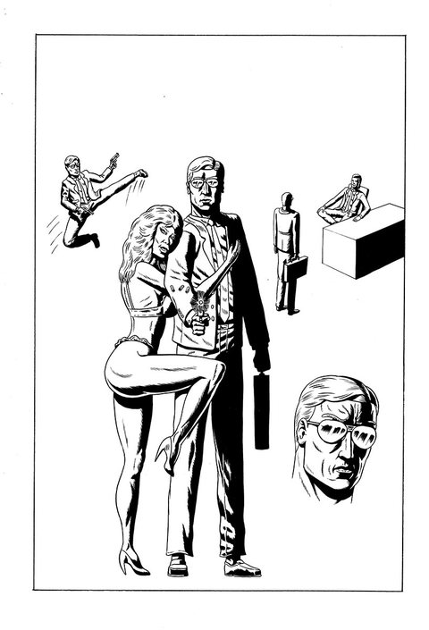 "Terror Assaulter OMWOT (One Man War On Terror)" page #1 - Ben Marra Narratives #1 ink on bristol board