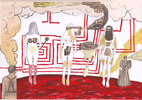"Stage" Narratives #2 collage, graphite gouache on paper