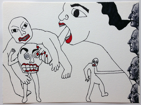 "Engulfing" Narratives #2 Sharpie pen, stamps