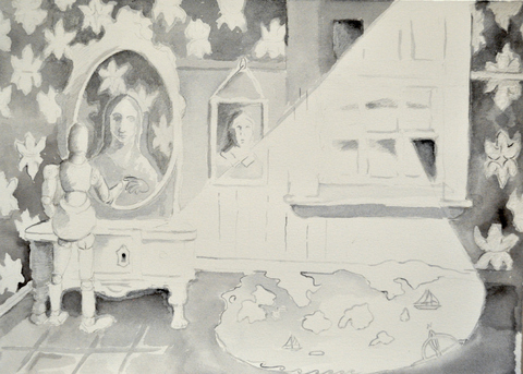 "Black and White Study" Narratives #2 Ink wash on Rives BFK