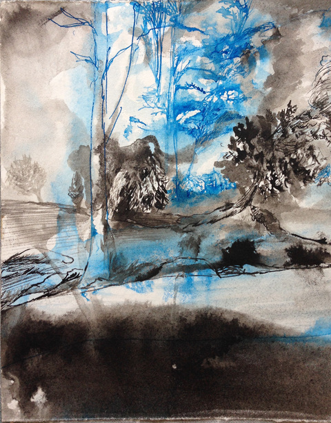 "Blue Haven" Narratives #7 Ink and watercolor on paper