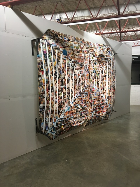 "The World on Steroids" Indigestion Acrylic, collage, plastic packaging, papier-mâché on canvas