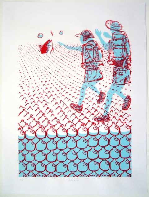 Breach (magenta) Monhegan Prints screen print | edition of 25 prints