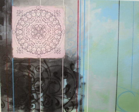 Kenneth Ochab Abstract  Acrylic,Spray Paint,Collage & Ink/Canvas