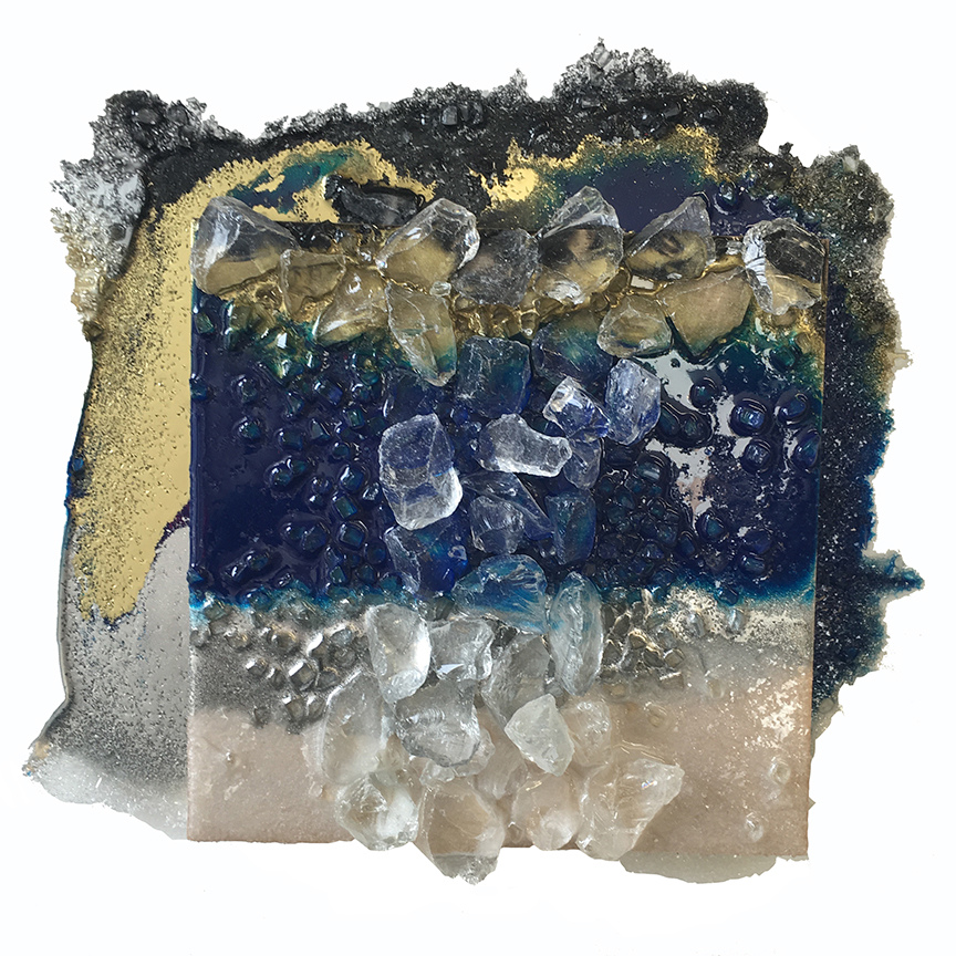 Kristin Schattenfield-Rein The Liminal Gates Glass, Resin, Silver Dust, Interference, Gold Dust & Acrylic Ink on Birch Panel