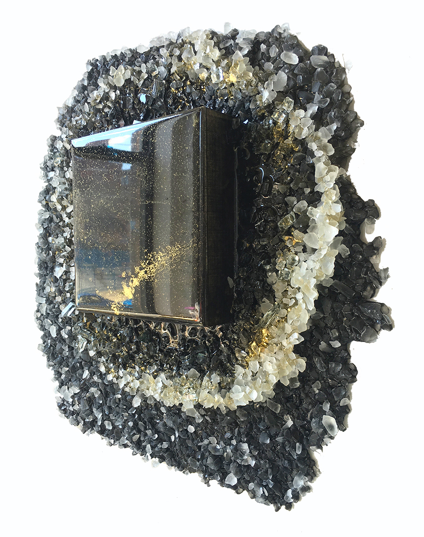 Kristin Schattenfield-Rein The Liminal Gates Glass, Sand, Resin, Gold Dust & Acrylic Ink on Birch Panel