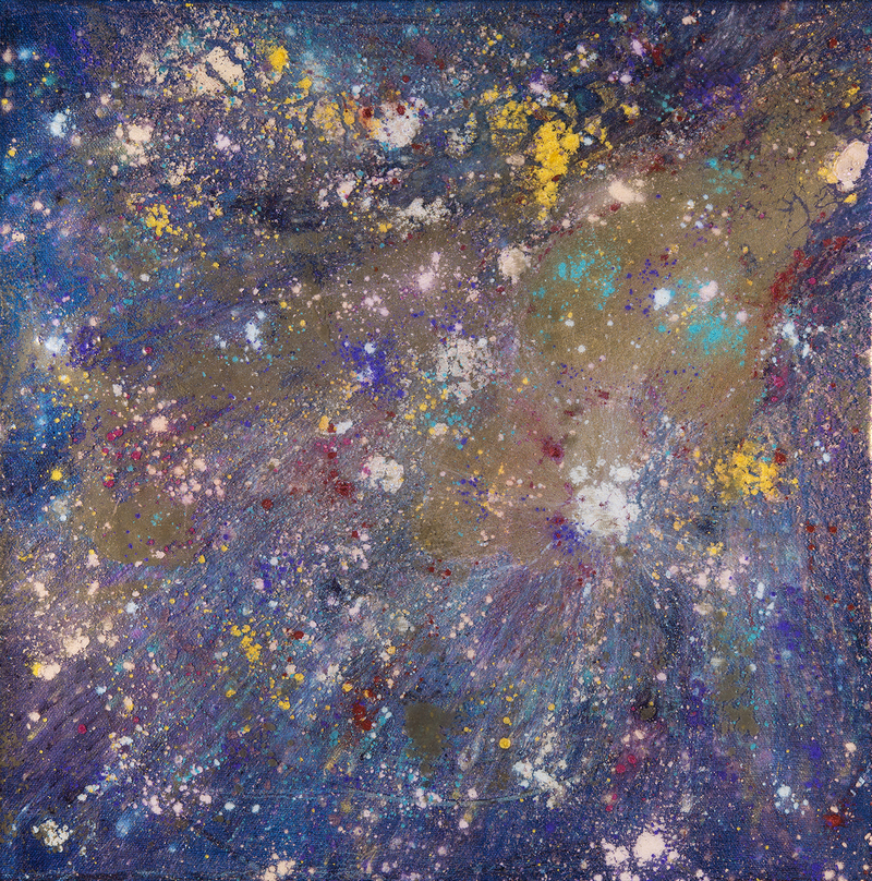 Kristin Schattenfield-Rein We Are All Made Of Stars Oil, Interference, Gold Dust, Enamel, Resin on Canvas