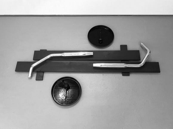 The Revelator KYLE PATNAUDE De Profundis (From The Depths) wood, steel, exhaust pipes, oil, powder-coated copper