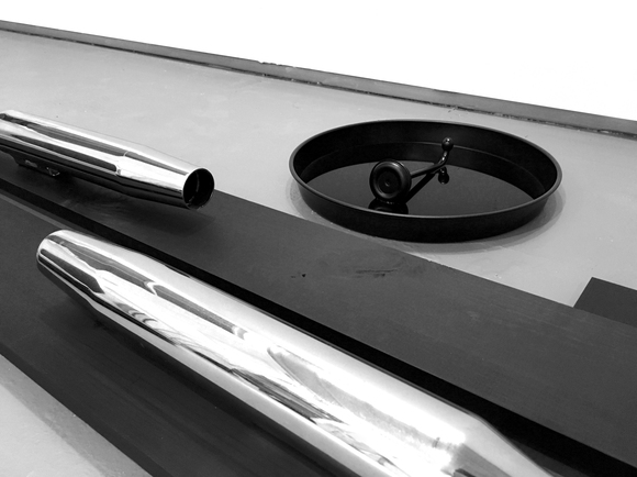 The Revelator KYLE PATNAUDE De Profundis (From The Depths) wood, steel, exhaust pipes, oil, powder-coated copper