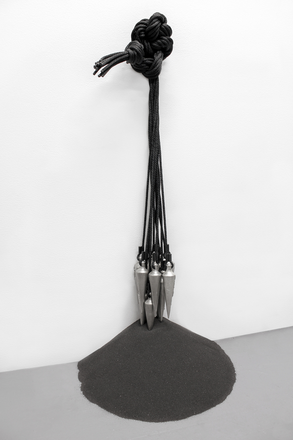 "My God Dwell in Temples Made With Hands" KYLE PATNAUDE De Profundis (From The Depths) cast pewter, powder-coated brass, rope, sand