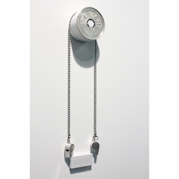 Bit a Blow KYLE PATNAUDE Interzone painted brass, ball chain, wood, sterling silver, silverpoint