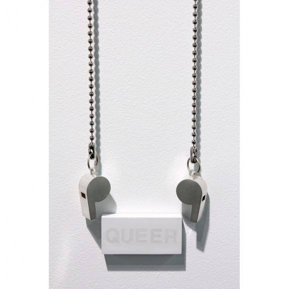 Bit a Blow KYLE PATNAUDE Interzone painted brass, ball chain, wood, sterling silver, silverpoint