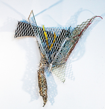 Larry Dell Metal, Glass, Fabric Plate glass, fabrics, acrylic paint, chicken wire, glass glazing, steel wire