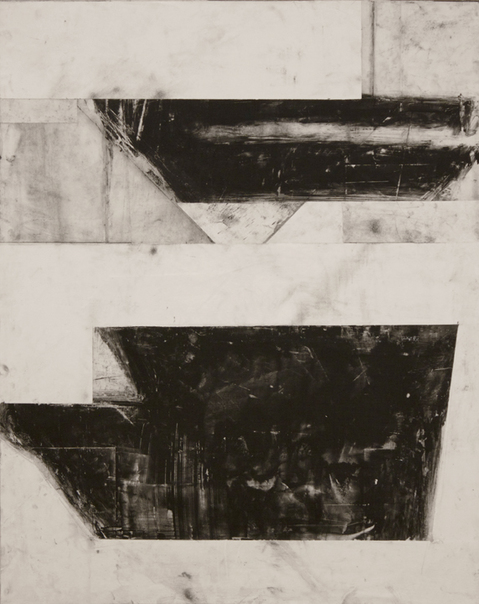 Telemark XI L A U R A D U E R W A L D Telemark Series Graphite, acrylic, wax and paper on canvas over panel