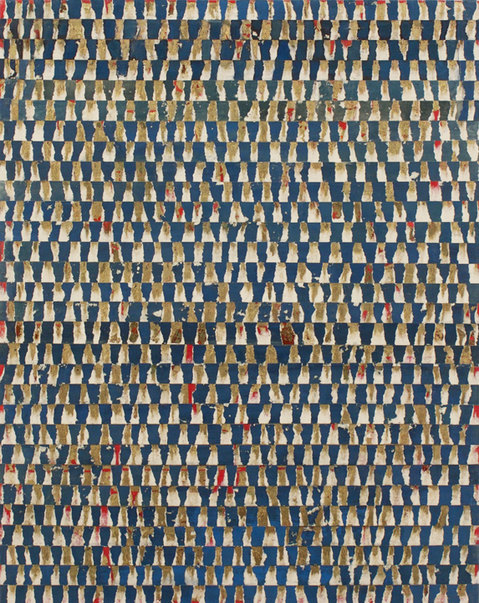 Tempate #12 L A U R A D U E R W A L D Template Series Wax, gouache, acrylic, graphite,gold leaf, paper on canvas over panel