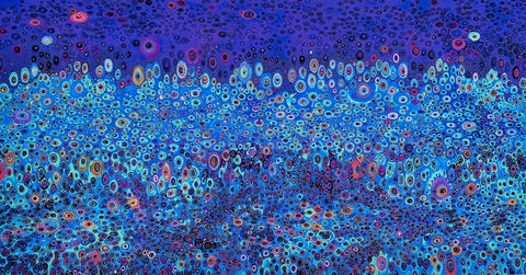 Blue Velvet Laura Gurton Mixed Media Works on Paper Mixed media: archival digital print with ink, colored pencils, crystals on paper