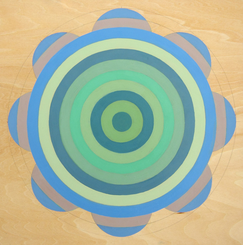 1/18/19 flower targets on wood acrylic, pencil, wood