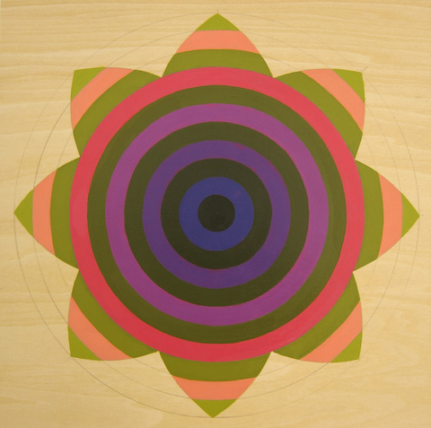 11/26/18 flower targets on wood acrylic, pencil, wood