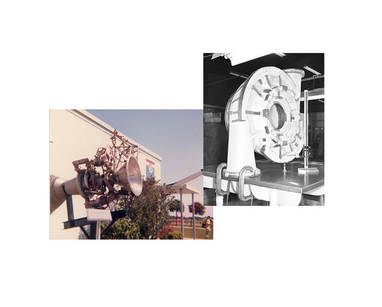 "Untitled" LAUREN ORCHOWSKI MY TIME AT NASA Diptych of color photograph from color analog negative and black and white photograph from black and white analog negative
