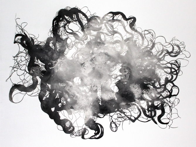 Intimate Structure Part 1 Lee Emma Running Cut Paper Graphite resist on cut paper