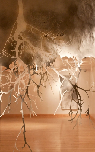 Specific Night Lee Emma Running Specific Night Paste on glass, graphite drawing.