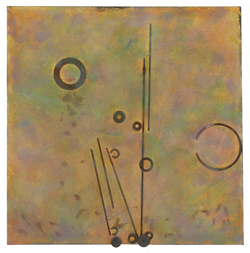 Leslie Shaw Zadoian Small Works Acrylic, pastel and metal on canvas