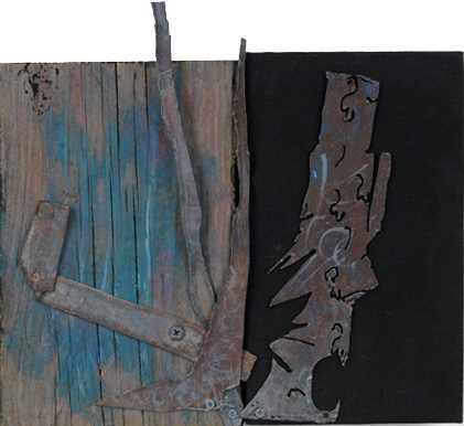 Leslie Shaw Zadoian Small Works Acrylic, pastel and metal on wood and canvas