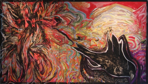 The Sky is Falling On Paper Gouache, acrylic, charcoal, graphite and ink on watercolor paper