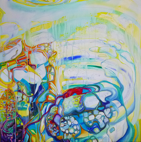 Tiny Giants On Canvas Oil, acrylic on canvas