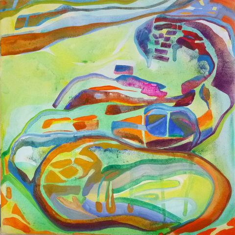 Thoughts, Piece by Piece (Friday Harbor Study 2) On Canvas Gouache on canvas