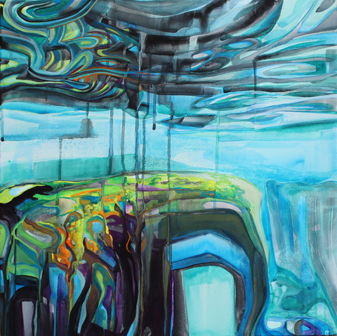 Meditation on the Big Lake #1 On Canvas Gouache on canvas