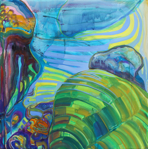 Meditation on the Big Lake #2 On Canvas Gouache on canvas