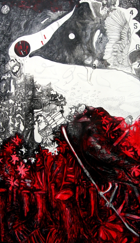 Migration On Paper Acrylic, graphite and ink on watercolor paper