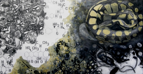 Gut On Paper Acrylic, graphite and charcoal on watercolor paper
