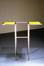 Livio Saganić Tables Steel and stained glass