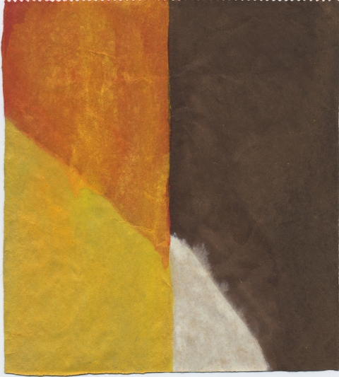 Untitled (corner #1) Bag Paintings watercolor and guache on brown paper bag fragment