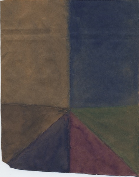 Untitled (corner#2) Bag Paintings watercolor and guache on brown paper bag fragment