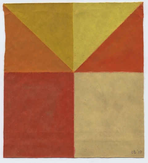 Untitled (corner #3) Bag Paintings watercolor and guache on brown paper bag fragment