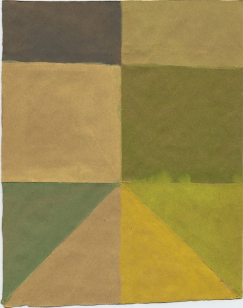 Untitled (corner #4) Bag Paintings watercolor and guache on brown paper bag fragment