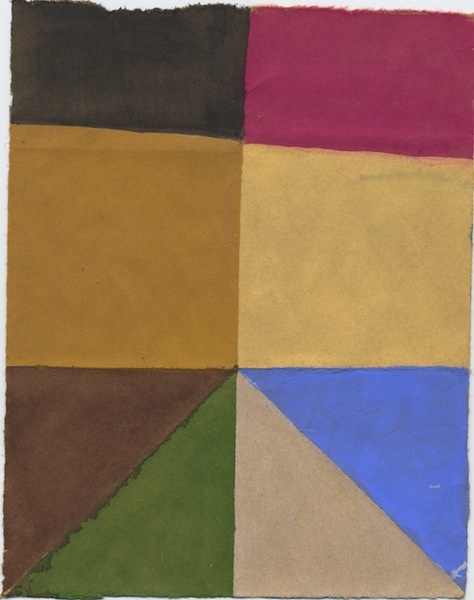 Untitled (corner #8) Bag Paintings watercolor and guache on brown paper bag fragment