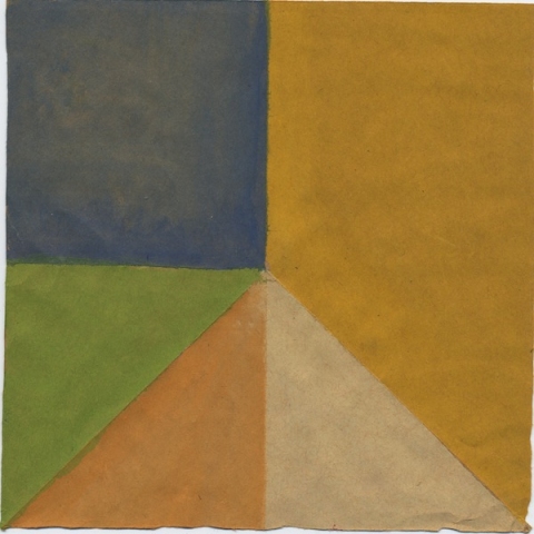 Untitled (corner #7) Bag Paintings watercolor and guache on brown paper bag fragment